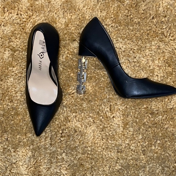 Katy Perry Collections Shoes - Katy Perry Black with Gold Chain Link Heel